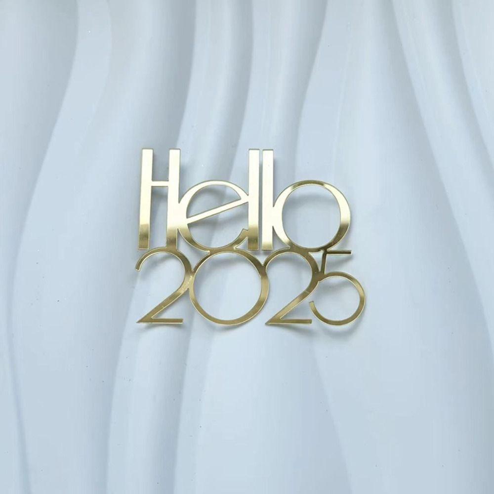 5 шт. Ручной почерк 2025 торт Топпер золотые акриловые украшения для торта Рождественский кекс Топпер для новогодней вечеринки