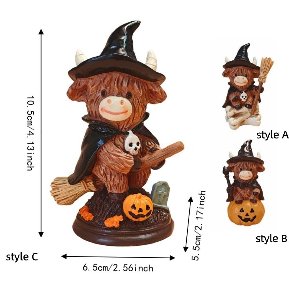 Detailed Craftsmanship Resin Cow Ornament Farmhouse Halloween Decoration Tabletop Decoration