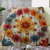 1pc Sdoo Flannel Blanket - Floral Throw with Large Floral Pattern in Orange, Blue, Red, Yellow, Green, - Soft Cozy All-Season Bl