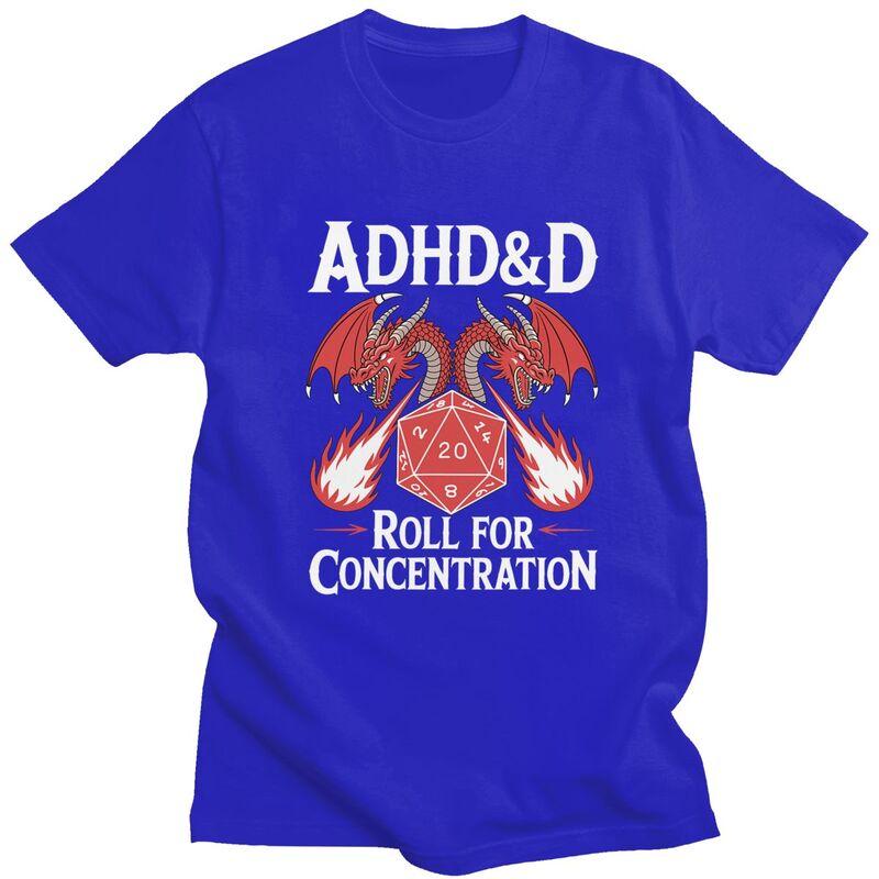 Adhd Roll For Concentration Tshirt Unisex Short Sleeves Fashion Casual Graphic Tee Shirt Summer Loose Fit Pure Cotton Tee Tops