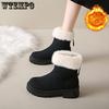 Зимние ботинки с толстым флисом, женские осенние и зимние ботинки Martin, нескользящие и теплые, на квадратном каблуке, короткие ботинки, большие хлопковые туфли