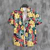 Men's Floral Summer Beach Shirt - Japanese Streetwear, Versatile, Breathable, Loose Fit, Hong Kong Style.