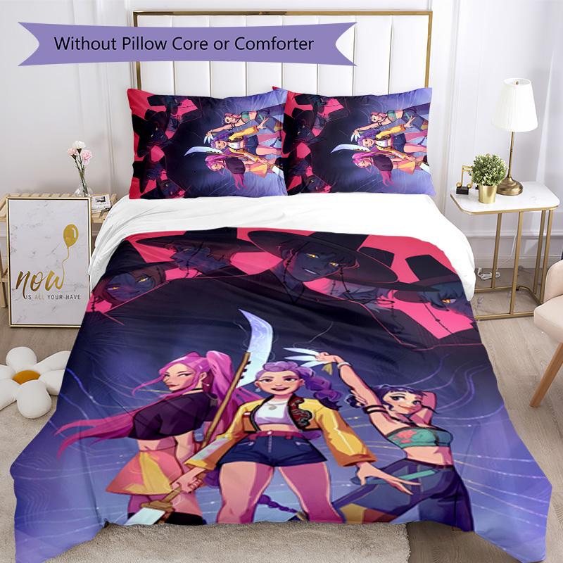 KPOP Hunter 3pcs Bedding Set Duvet Cover Closure Includes 1 Duvet Cover & 2 Pillowcases for All Seasons Bedroom Home Dorm Decor
