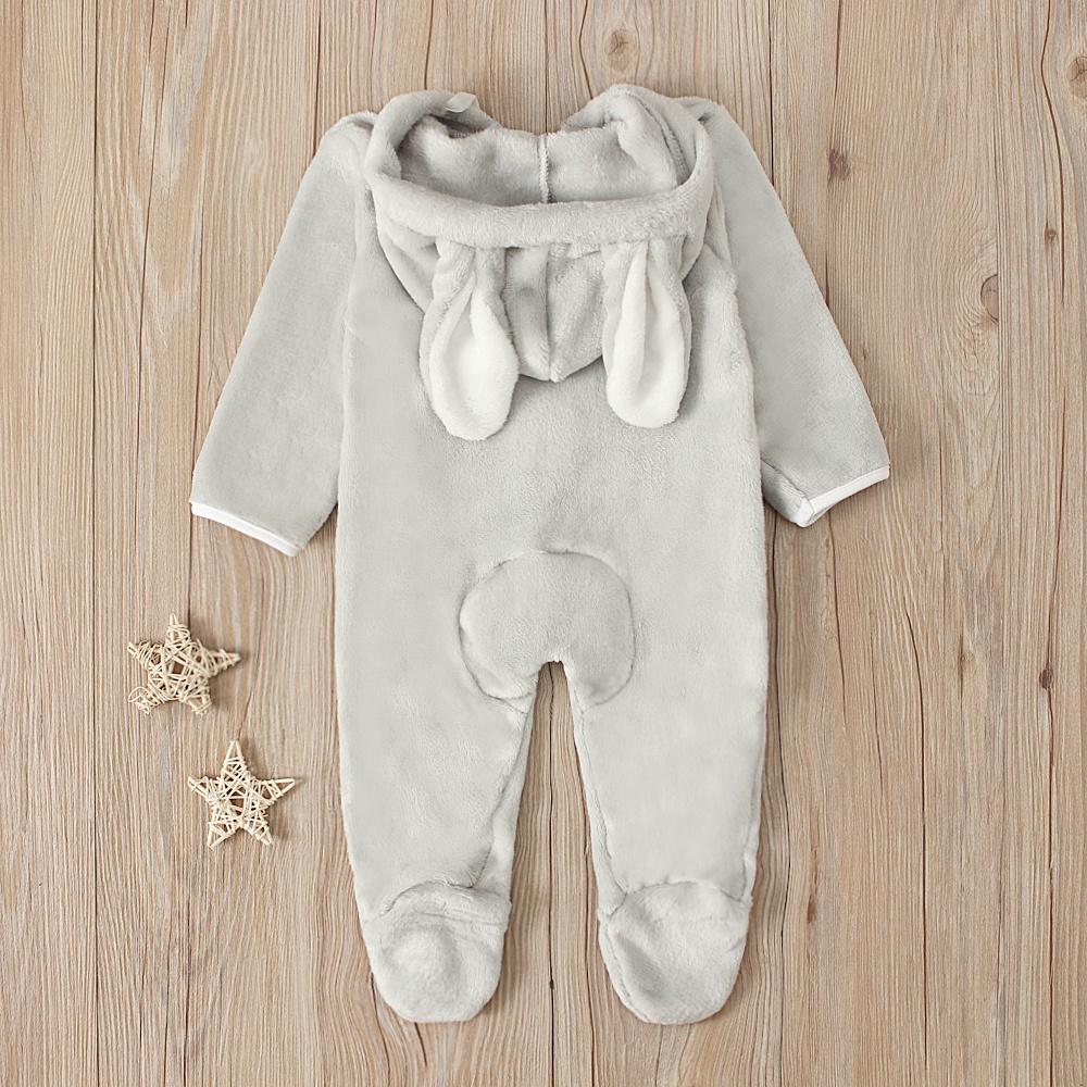 Флисовый хлопковый комбинезон с 3D заячьими ушками для маленьких мальчиков и девочек, комбинезон, осенне-зимняя теплая одежда для детей 0,5-3 лет