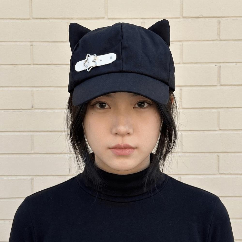 Harajuku Newsboy Cap Gothic Octagonal Hat Cute Cat Ears Beret Cosplay