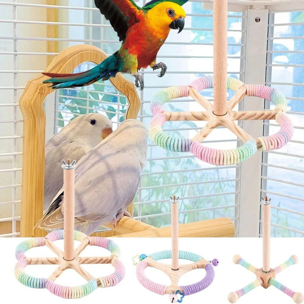 Comfortable Grip Rotary Tabletop Bird Perch Detachable Parrot Play Rack Parakeets