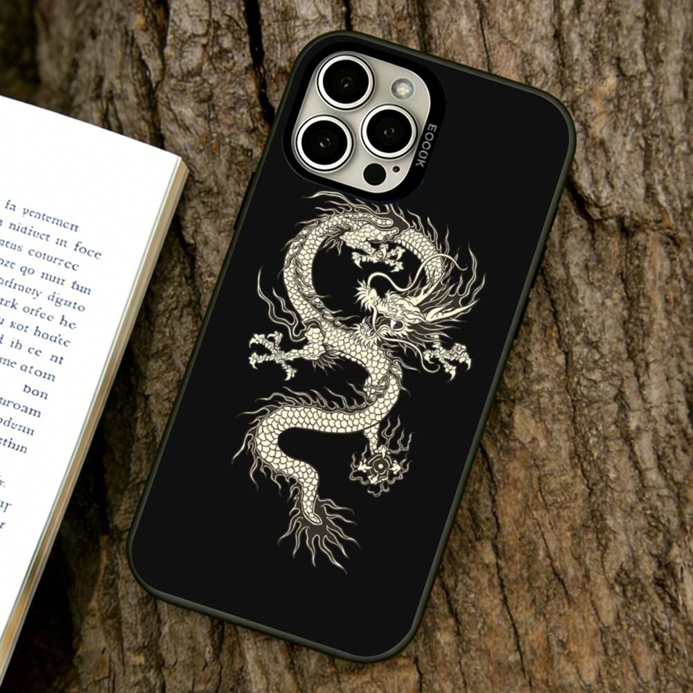 Чехол для телефона "Священный Дракон" для iPhone 17,16,15,14,13,12,11 Plus,Pro Max,XS, Цветной Серебристый Черный Чехол