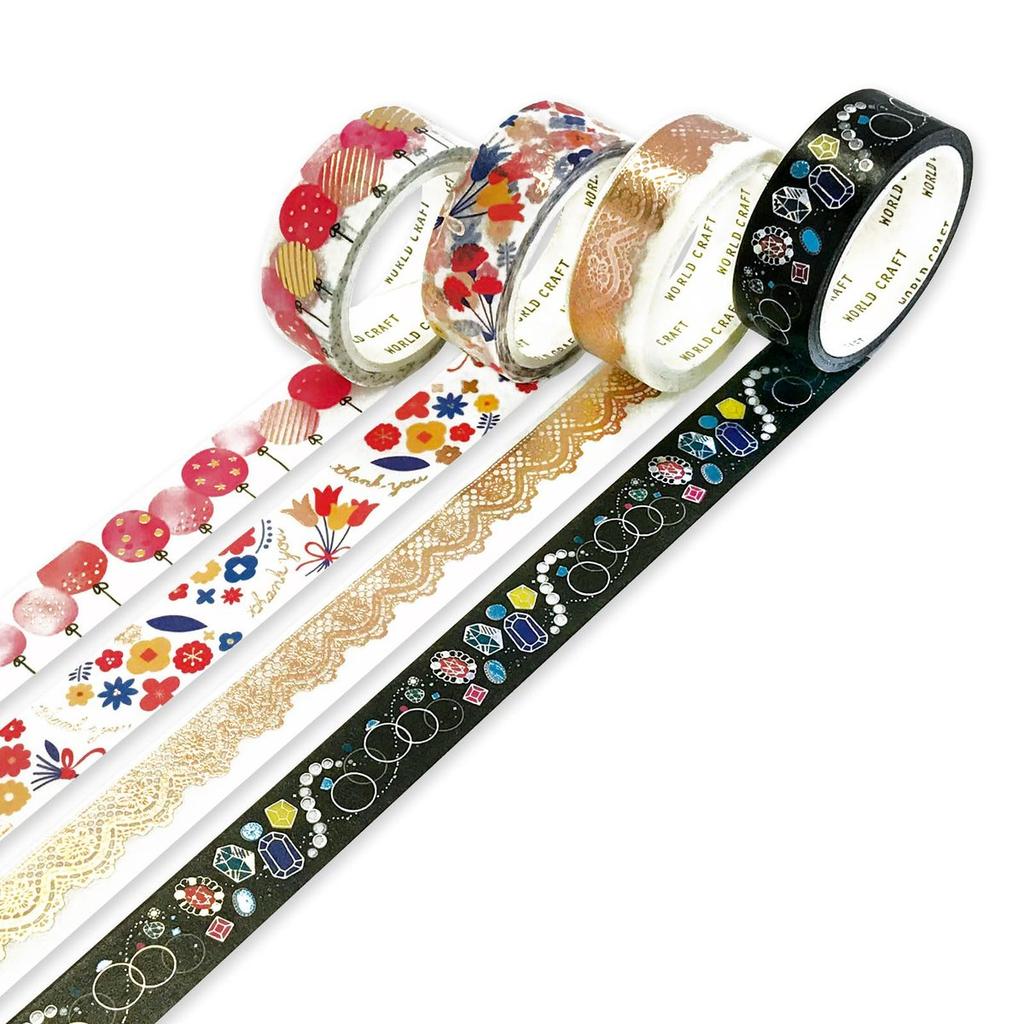 Маскирующая лента Washi World Craft с блестками и кружевом, фольга Rose Gold, 15 мм x 5 м KRMT15-011 для ведения дневника и скрапбукинга
