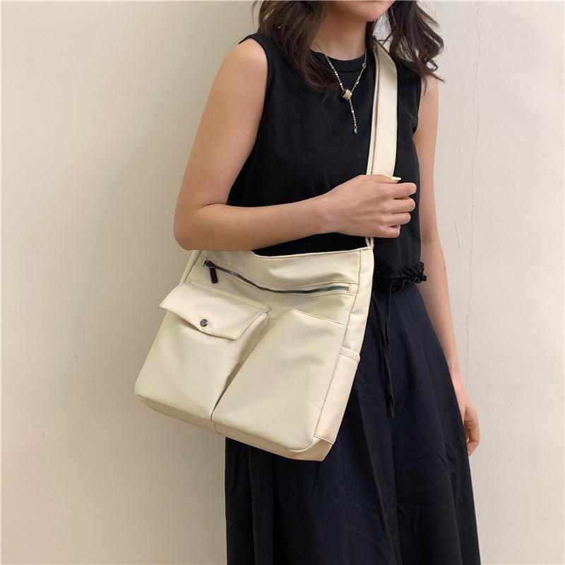 Оксфордская сумка с несколькими карманами, женская сумка через плечо, однотонная студенческая большая сумка
