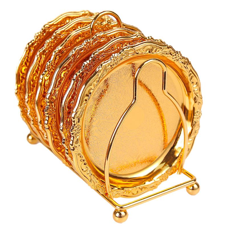 Европейский ретро посеребренный позолоченный металлический подстаканник теплоизоляционная подставка узор креативный японский чайный коврик тарелка для закусок мозаичная тарелка