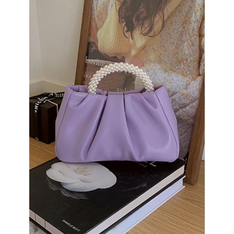 Женская сумка, стильная текстура, жемчуг, плиссированные облака, жемчуг, сладкий розовый, большая сумка, сумка для ужина, сумка на плечо