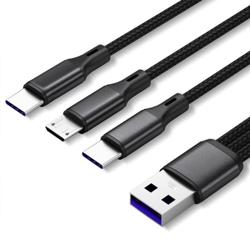 3-в-1 Многофункциональный зарядный кабель USB на двойной Type-C Micro USB Разъем Кабель быстрой зарядки для мобильных телефонов, планшетов и других устройств