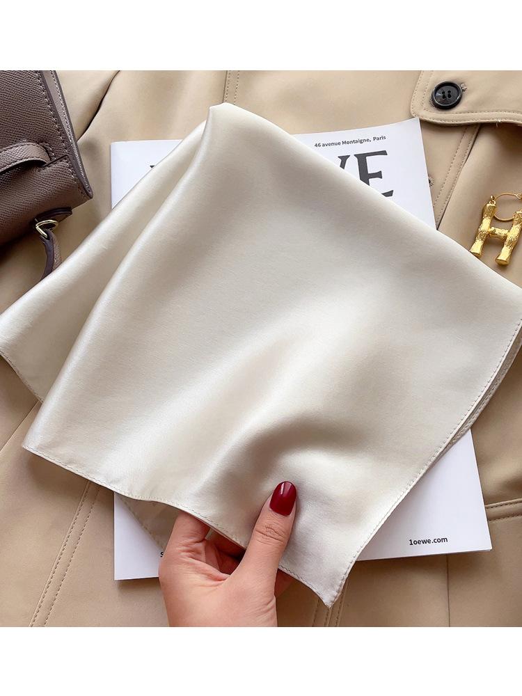 Silk mulberry silk solid color small square scarf silk scarf women's versatile spring and autumn foreign style fashion scarf with suit shirt