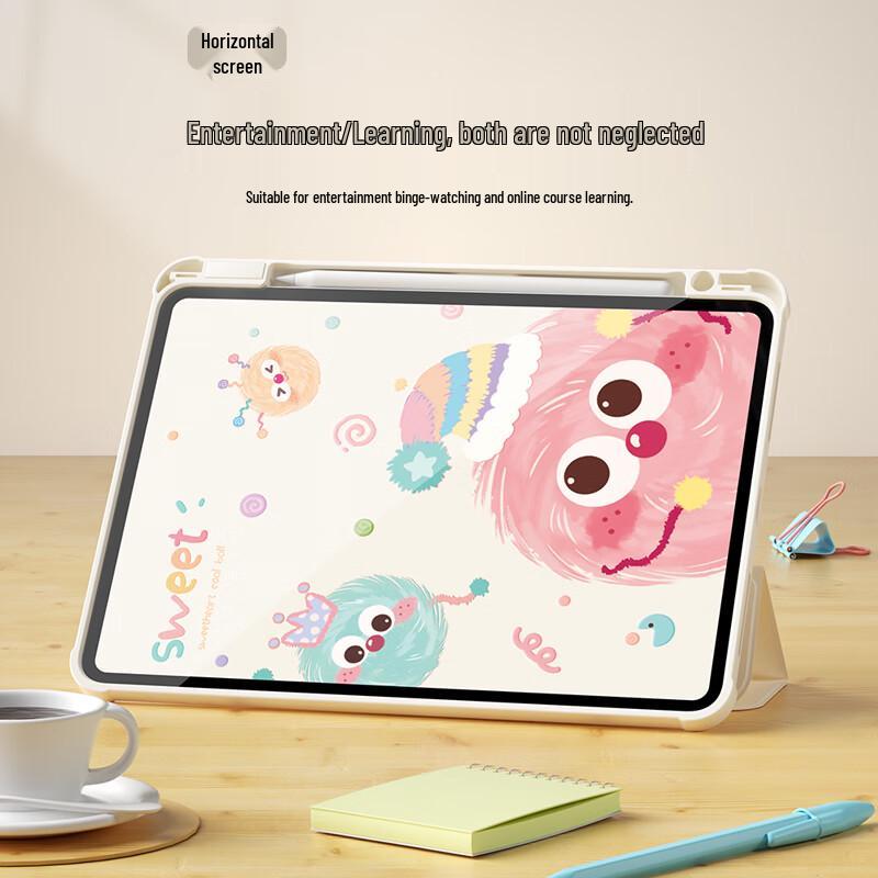 QBOSS Мультяшный вращающийся чехол для iPad с держателем для стилуса