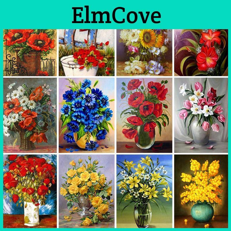 Diy Diamond Painting Flower 5d Full Round Drill Rose Diamond Embroidery Cross Stitch Kits Mosaic Resin Home Decor Gift Wall Art