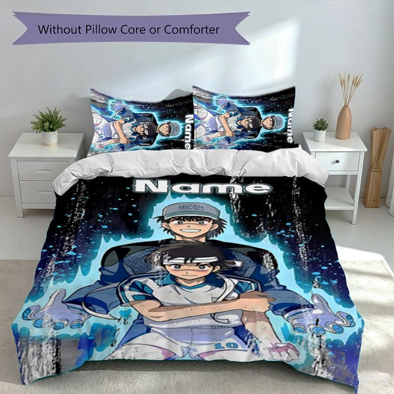 3pcs Custom Name Captain Tsubasa Dream Team Set,Includes 1 Duvet Cover and 2 Pillowcases,All-season Bedroom Decor