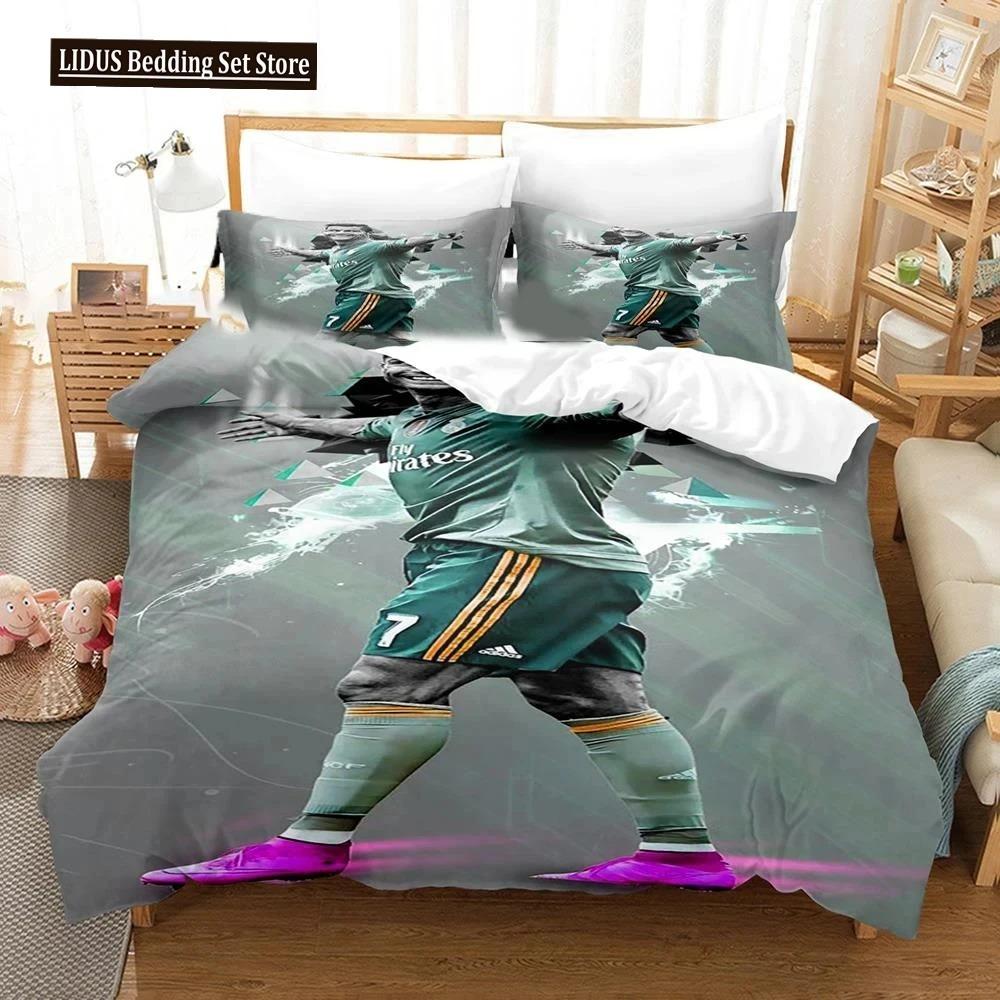 Fotbal Star CR7 Socer Beding Set Young Boys Young Girls Twin Quen Sized Dimensions Soft Duvet Cover Pilowcase Bed Young Boys Adult People Fashion Home
