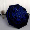 Sacred Geometry Mandala: Blue Spiritual Art Print Umbrella, Cute Umbrella with Cute Design, Portable 3-Fold Compact Umbrella for Men & Women, Valentin