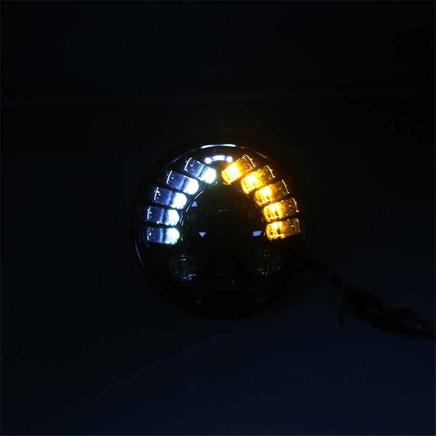7 Inch Led Black Round Motorcycle Headlight With Hi/Lo Beam Projector Motor 7" Round Headlamp