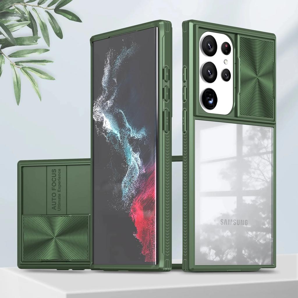 Роскошный противоударный чехол-слайдер с защитой камеры для Samsung Galaxy S24 S23 S22 Plus Ultra, жесткая крышка