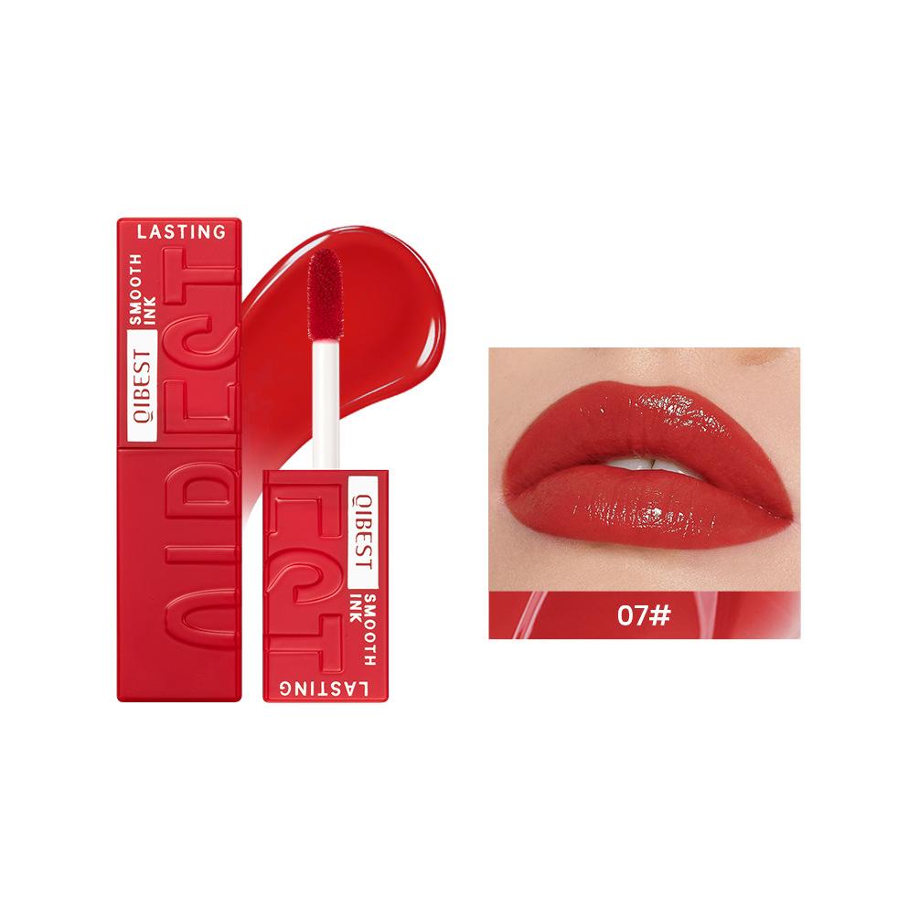 QIBEST Water Mirror Lip Glaze Non-stick Cup Lasting Moisturising Moisturising Lip Gloss Liquid Lipstick Beauty