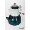 Enamel Teapot With Porcelain Teapot Dark Green