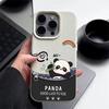 Чехол для телефона с рисунком панды из матовой кожи для iPhone 16 Pro Max 15 Pro 14 13 12 11, тонкий, ударопрочный, мягкий, из ТПУ, чехол-бампер