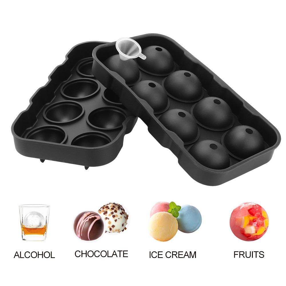 Форма для льда Кухонные принадлежности Форма для льда Сфера с воронкой Аксессуары Форма для кубиков льда Шарики для льда 8 Полостей Силикон