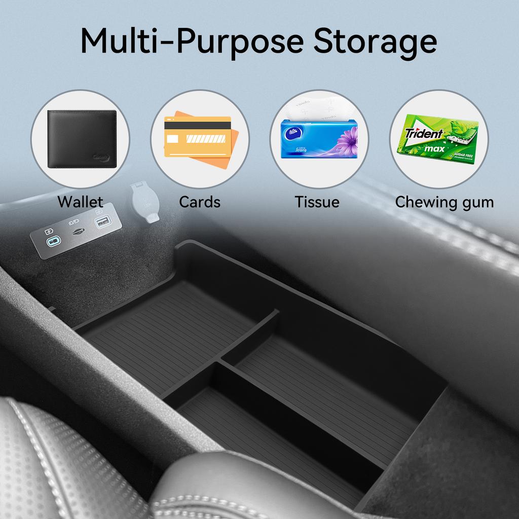 For BYD Sealion 7 2025 2025 Center Console Lower Storage Box Car Storage Tray TPE Organizers Tidying Interior Accessories