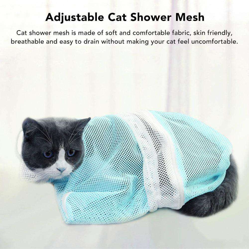 Adjustable Cat Grooming Bag Breathable Mesh Mesh Cat Bag Convenient Cat Bathing Bag for Cat Care