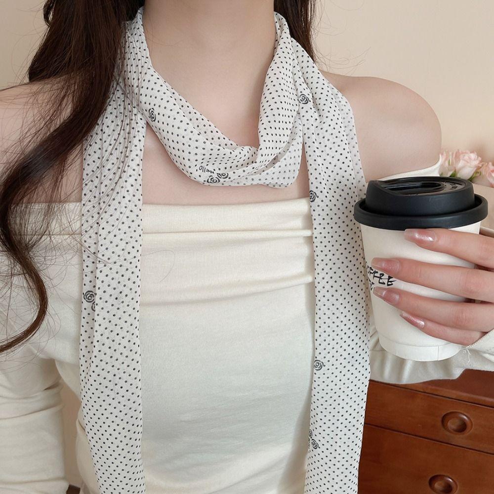 Spring Summer Scarf Headband Elegant Silk Waistband New Polka Dot Scarf Neckerchief