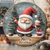Рождественская деревянная табличка с узором гнома - Круглая табличка Navidad для двора, двери, настенный декор - Идеальное рождественское украшение