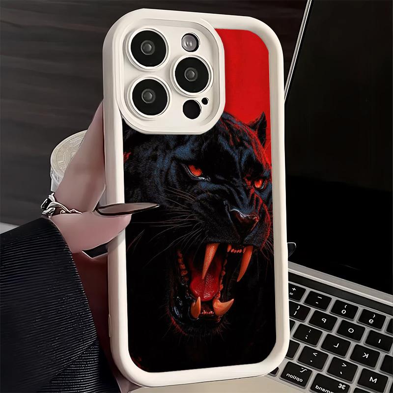 Чехол для телефона iPhone 17 Air 16E 15 16 Pro Max Черная Пантера Крутой Чехол с Животным 14 Plus 13 12 Mini Мягкий Силиконовый Fundas
