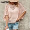 Summer Women's T-shirt Knitwear Bat Sleeve Loose Round Neck Hollow Short Sleeve Sweater