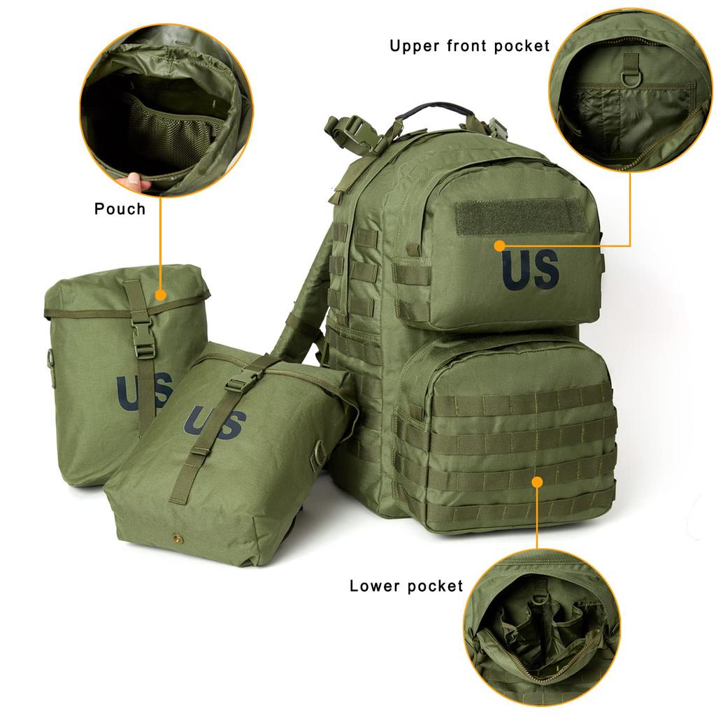 Военный рюкзак Molle II Армейский средний рюкзак 50 л с рамой для скалолазания и кемпинга Оливковый [Akmax.cn] Мультикам/зеленый (Рамка Драб)