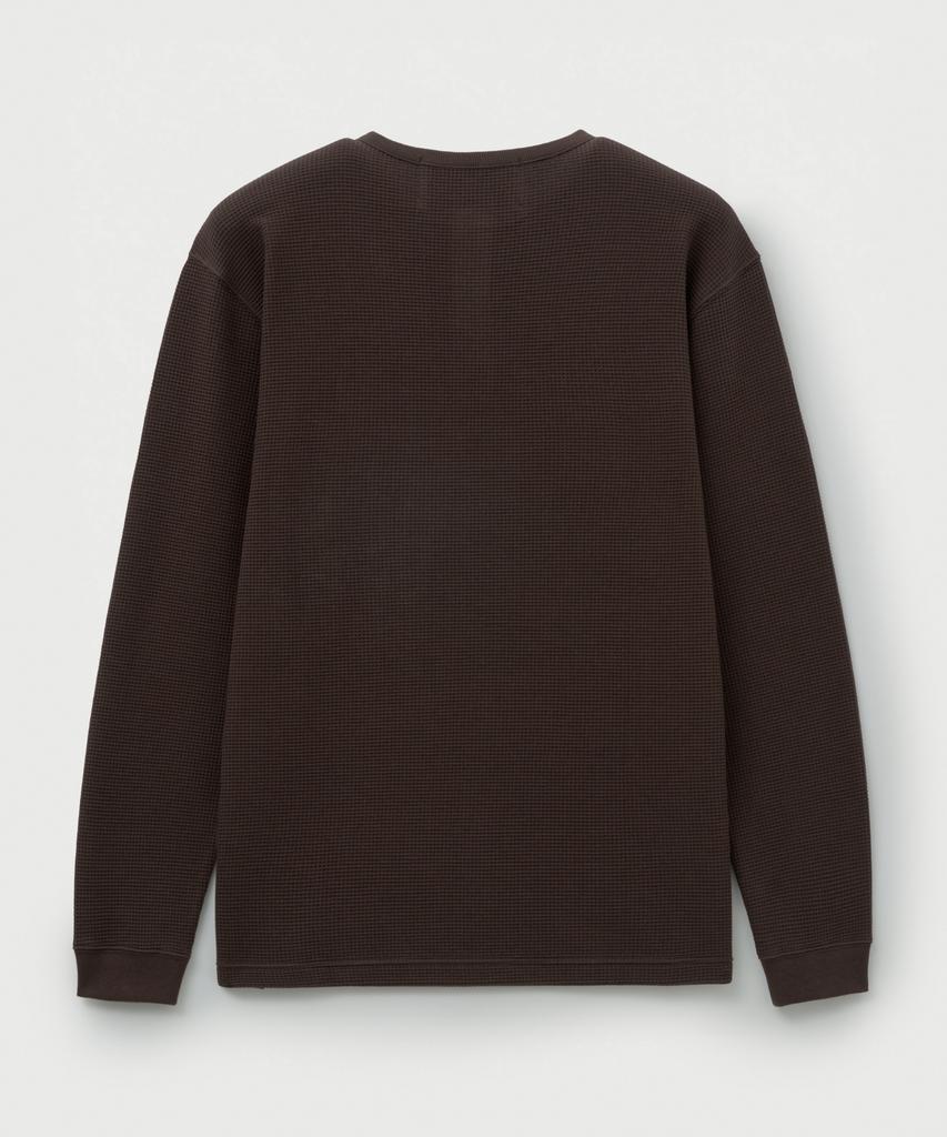 Футболка-henley Seteo с вафельной текстурой, коричневая