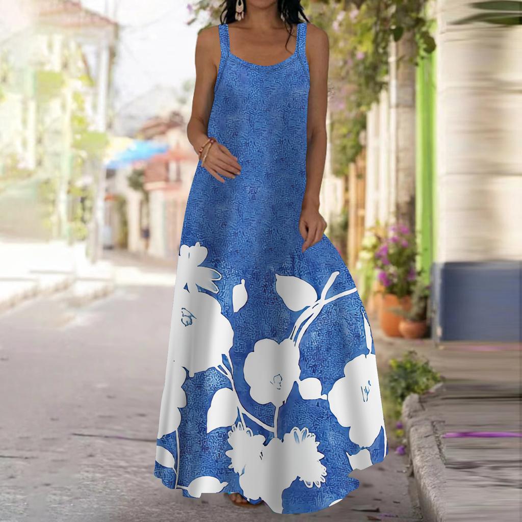 Женское платье-комбинация Длинное платье макси Платье с принтом желтых роз Весна и лето Для отдыха и отпуска