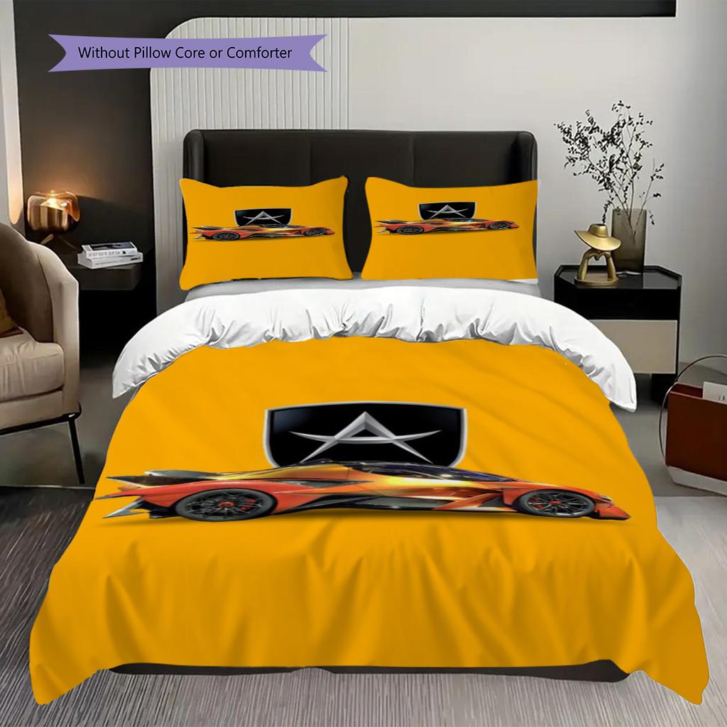 Luxury Car Interior Three-piece set (1 * duvet cover + 2 * pillowcase, without core) 2D Flat Soft and comfortable Christmas birthday gift Bedding set