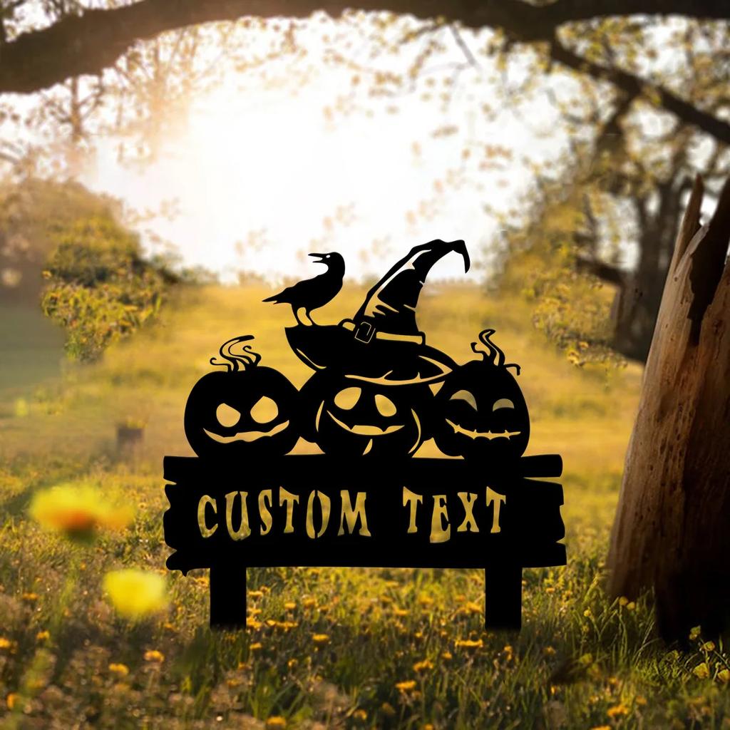 Metal Garden Art Stake, Custom Fall Yard Decor, Pumpkin Sign, Thanksgiving Outdoor Decoration, Seasonal Lawn Ornament