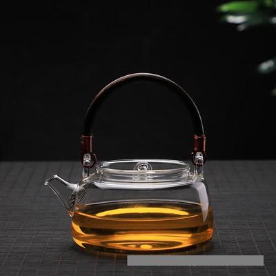 Высокоборосиликатный стеклянный чайник Shangqi с ротанговой ручкой