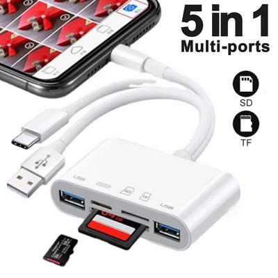5 в 1 USB OTG адаптер SD TF устройство чтения карт памяти USB Type C Lightning 3 порт для камеры Multimemory для iPhone Macbook Samsung Huawei Аксессуары для ПК
