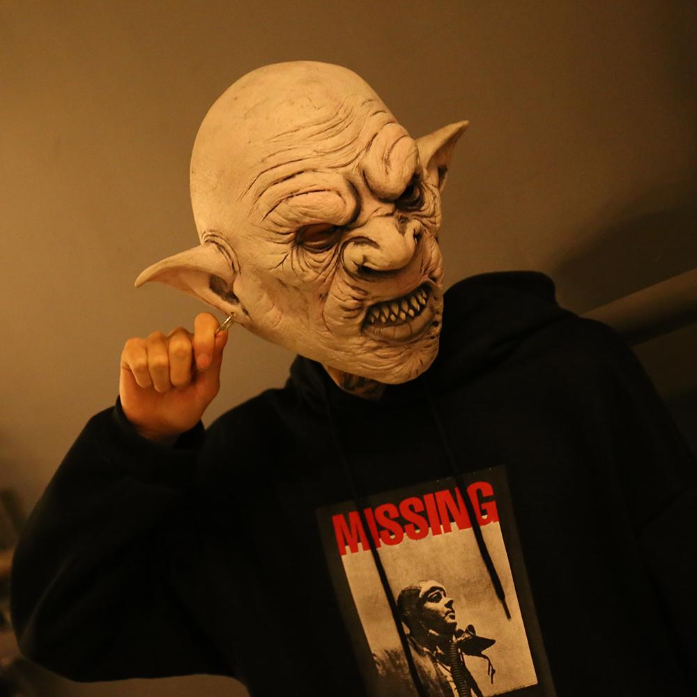 Новые крутые гоблины с серьгами на ухе, маска ужасов на Хэллоуин, жуткий костюм, реквизит для косплея, мужская латексная страшная маска