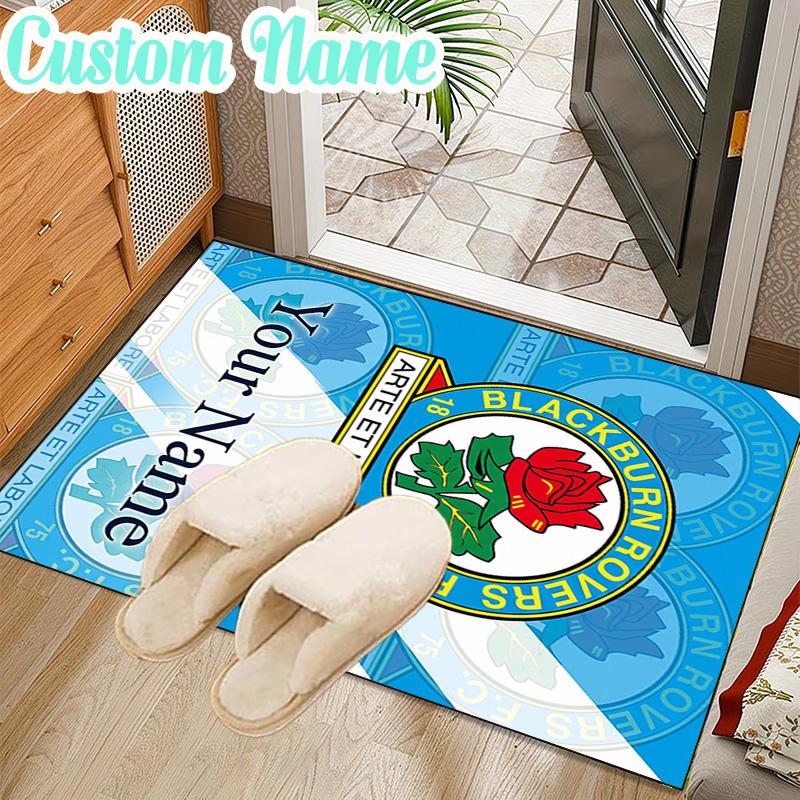 Custom Name Blackburn Rovers Fc Crest Rug Office Rug Chair Mat Non Slip Carpet Rugs for Bedrooms Dining Room Living Room Home Decor gifts