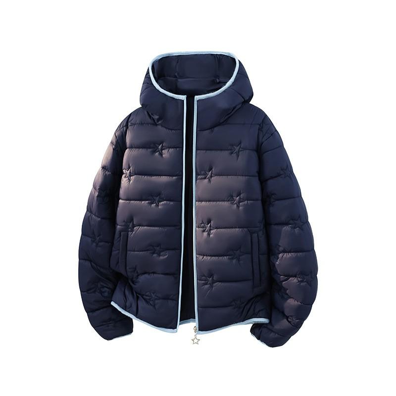 Winter Hooded Puffer Coat Unisex Dopamine Color Casual Warm Jacket Small Size
