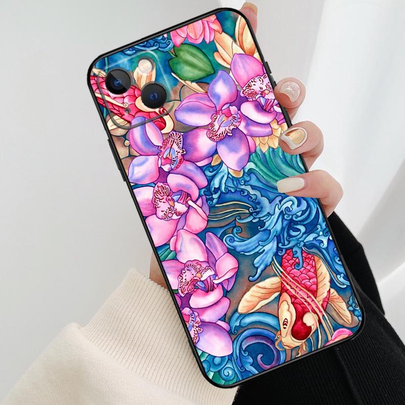 Orchid Flowers Colorful Phone Case For iPhone 17 Pro Max 14 13 12 11 15 16 Pro Max mini 15 16 Plus 16e 17 Air Cover