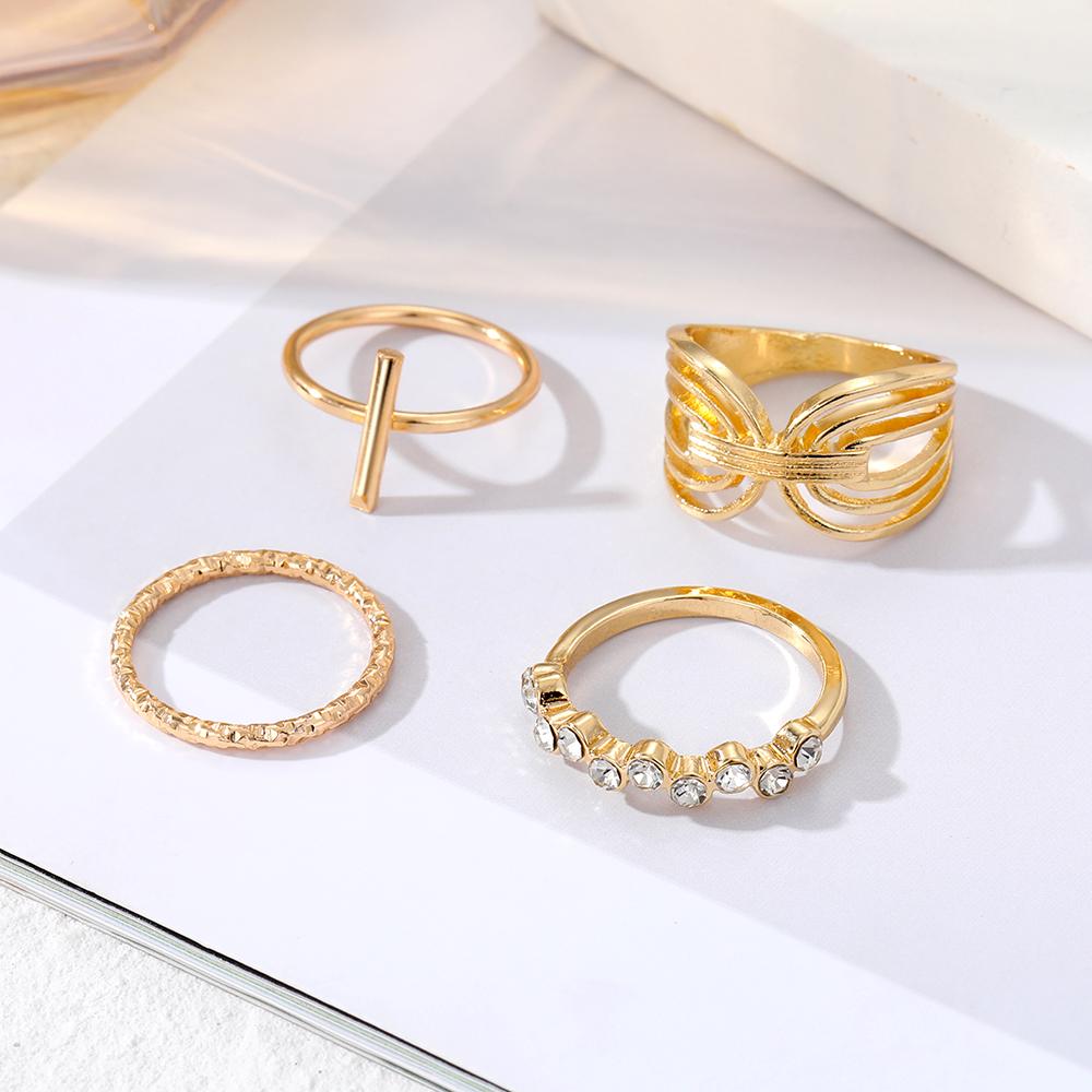 2023 New Korean Simple Ring Women's Charm Party Ring Three Piece Set of Noble Female Tassel Temperament Girl's Student Ring Set Korean Ring