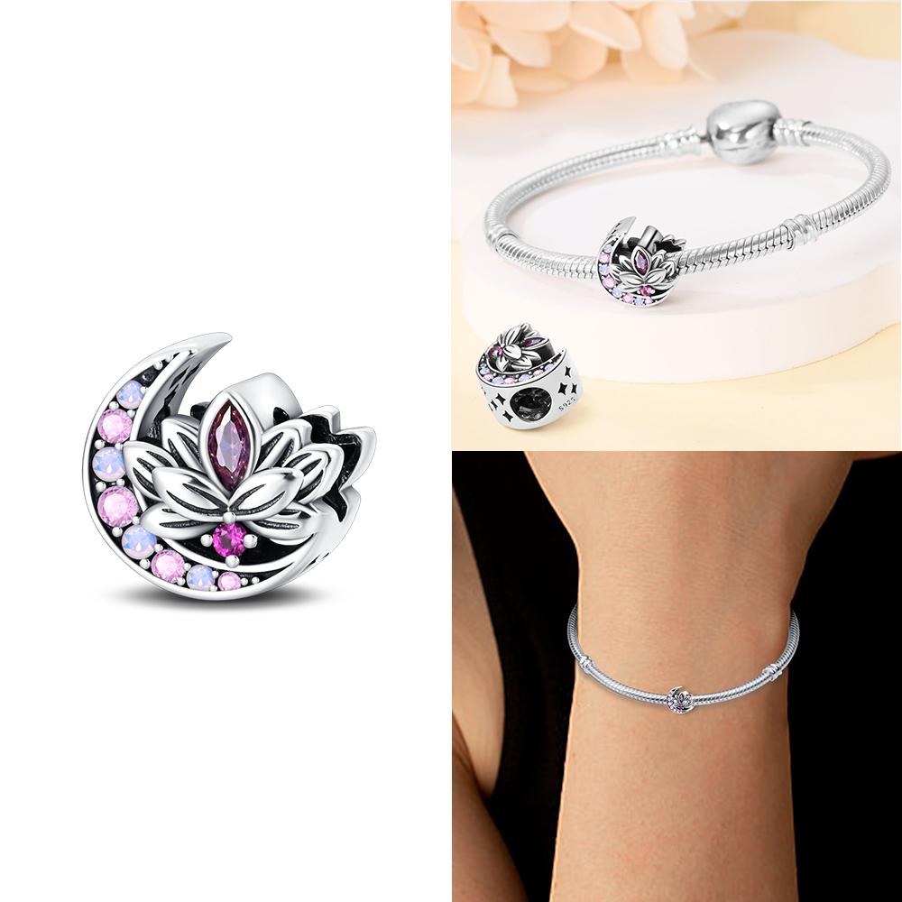 Heart Zircon Charm Bead Charms Authentic Classic copper Plated Lotus Angel Bead Charms Compatible With Bracelets Women Do It Yourself Jewellery Fine G