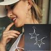 Новые креативные серебристые серьги-крестики для женщин, милые полые четырехконечные звезды, серьги-подвески из нержавеющей стали, модные украшения