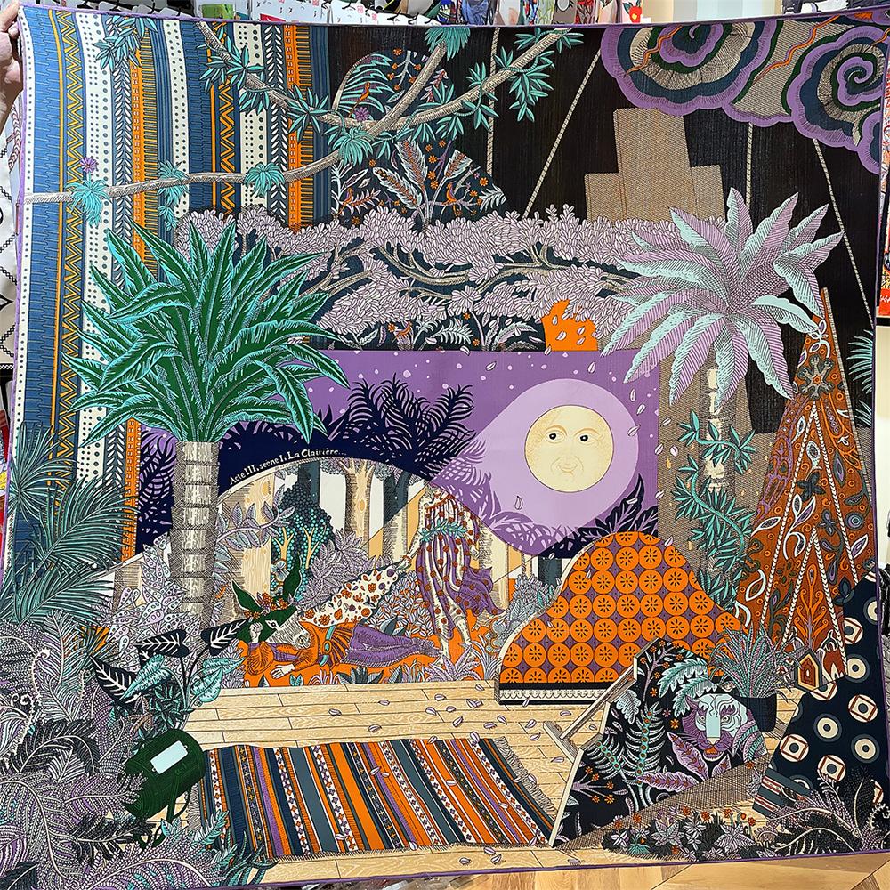 130cm Winter Scarf Women Keep Warm Imitation Silk Cashmere Square Scarf Shawl Luxury Jungle Scarves Wraps Pashmina Hijab Bandana