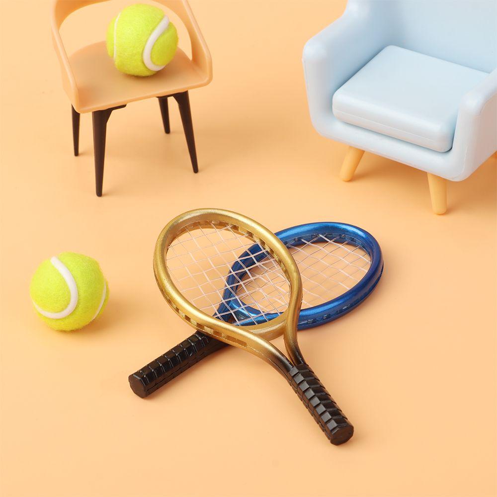 Accessory Miniature Tennis Racket Mini Tennis Racket&Ball Sport Tennis Model Doll House Tennis